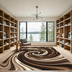Rich Brown Creamy Swirl Rug