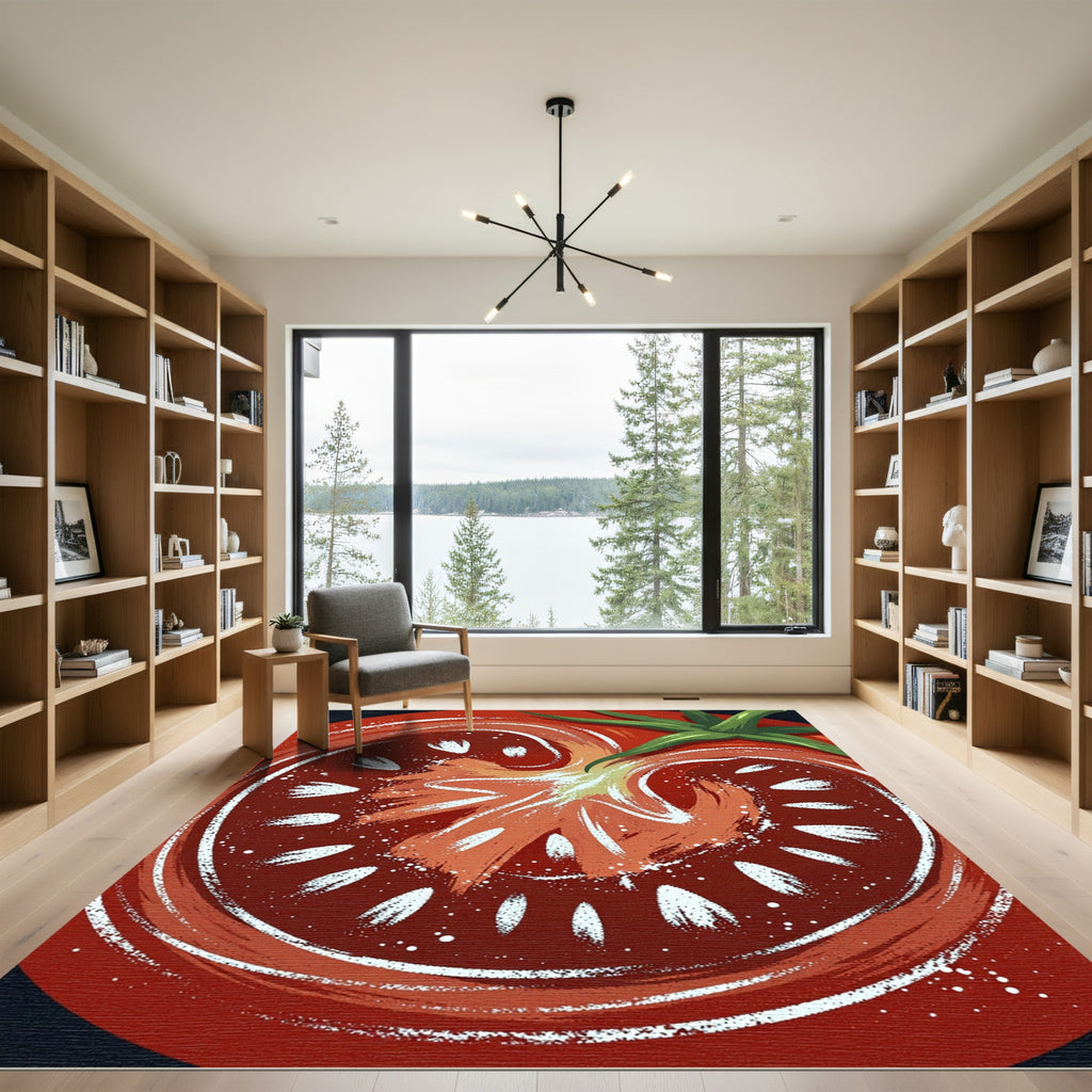Abstract Red Tomato Cross Section Rug