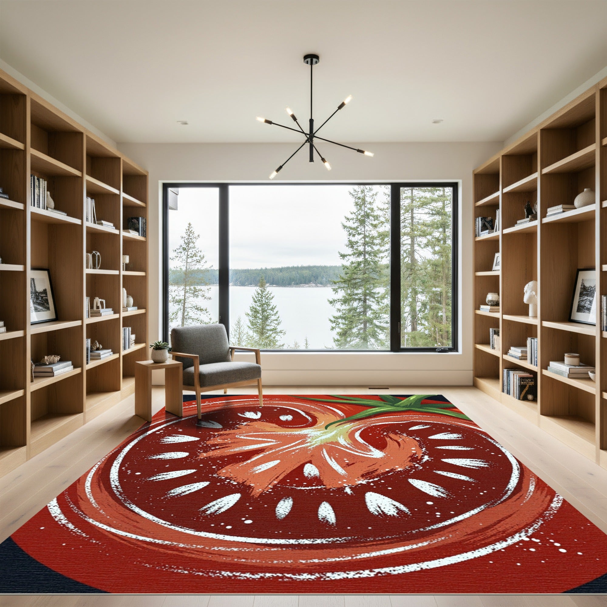 Abstract Red Tomato Cross Section Rug