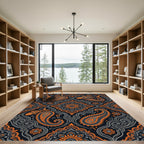 Exotic Orange Fish Paisley Brocade Rug