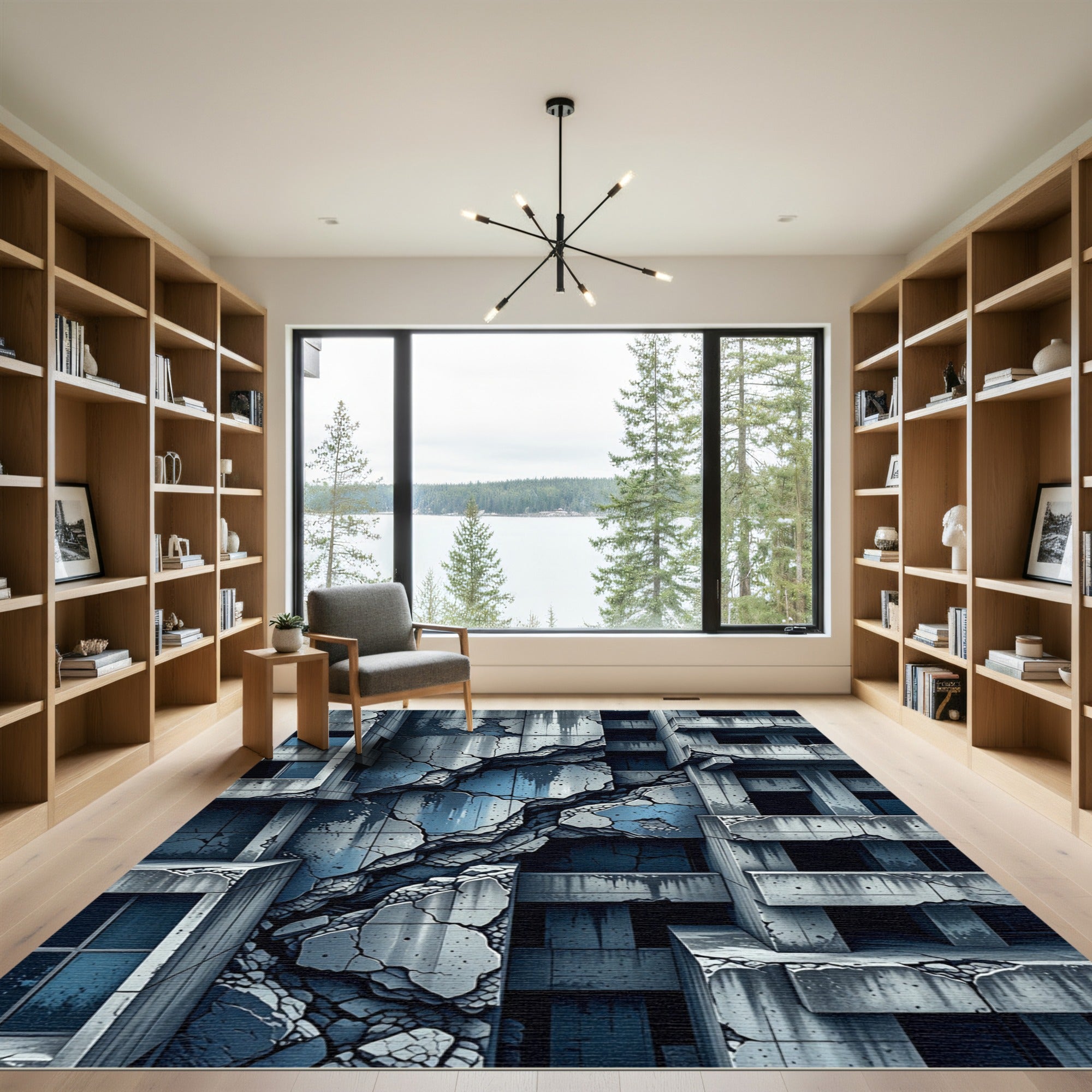 Cracked Concrete Urban Ruin Rug