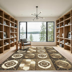 Gold Ornamental Damask Medallion Rug