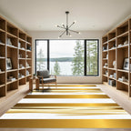 Contemporary Gold and White Abstract Stripe Rug