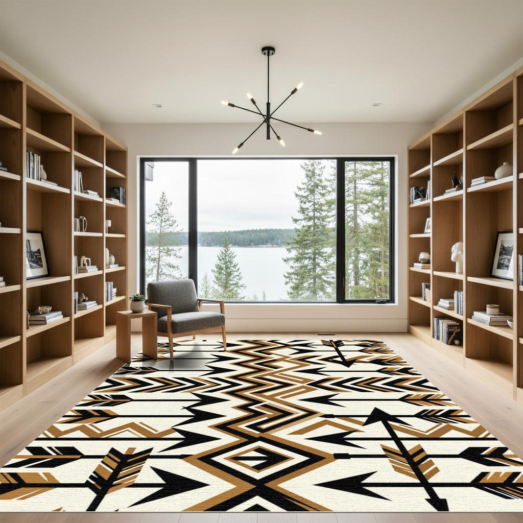 Bold Tribal Arrow Black Gold Rug