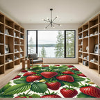 Lush Strawberry Botanical Garden Illustration Rug