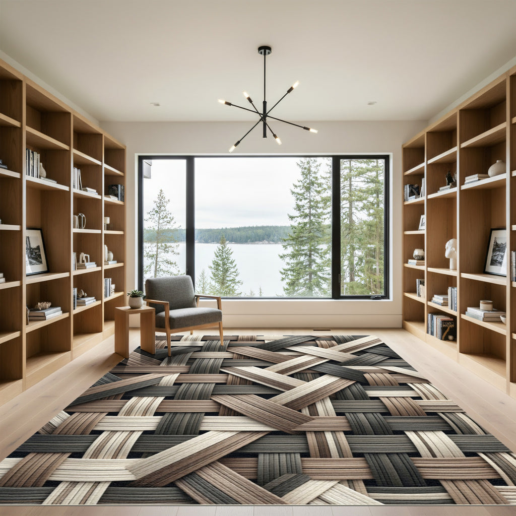 Industrial Neutral Toned Woven Basketweave Rug