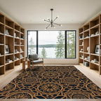 Gold Geometric Octagon Dark Luxury Rug