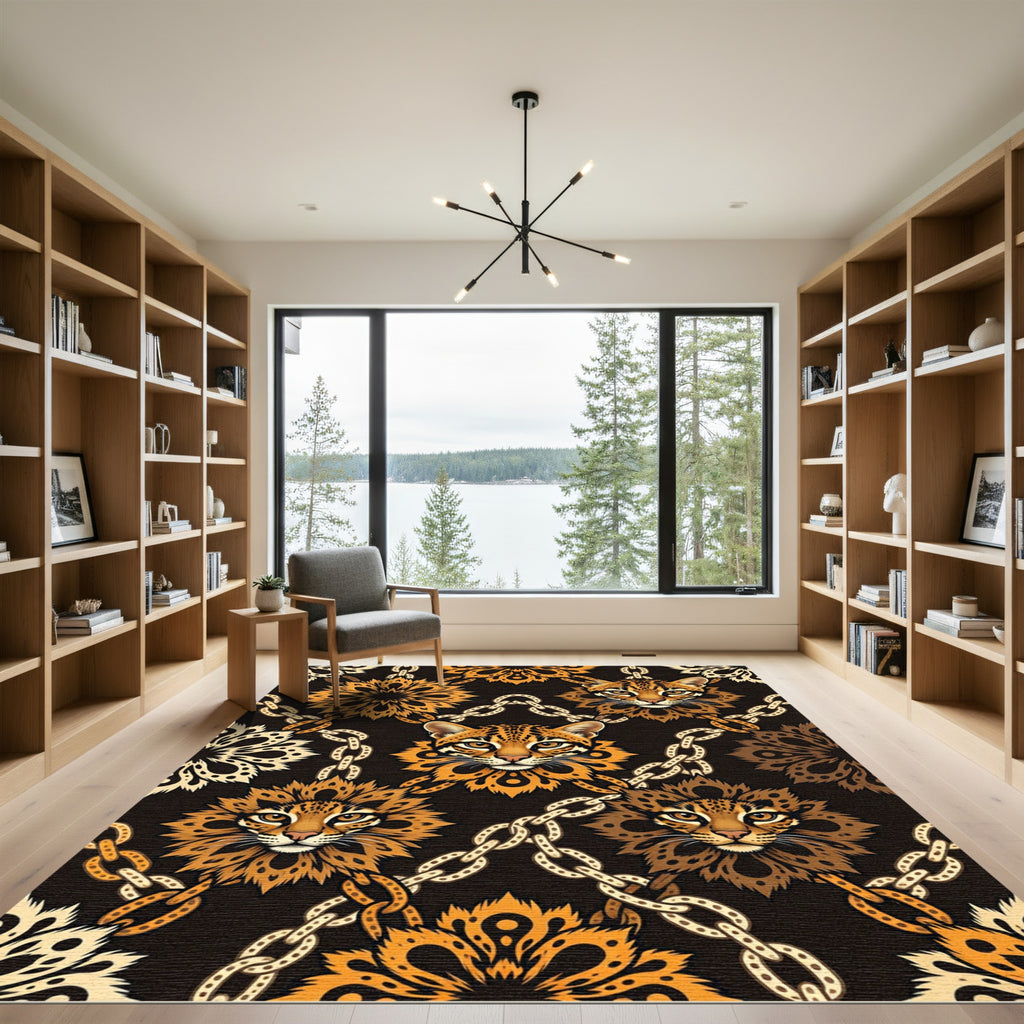 Orange Leopard Chain Medallion Rug