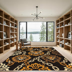 Orange Leopard Chain Medallion Rug