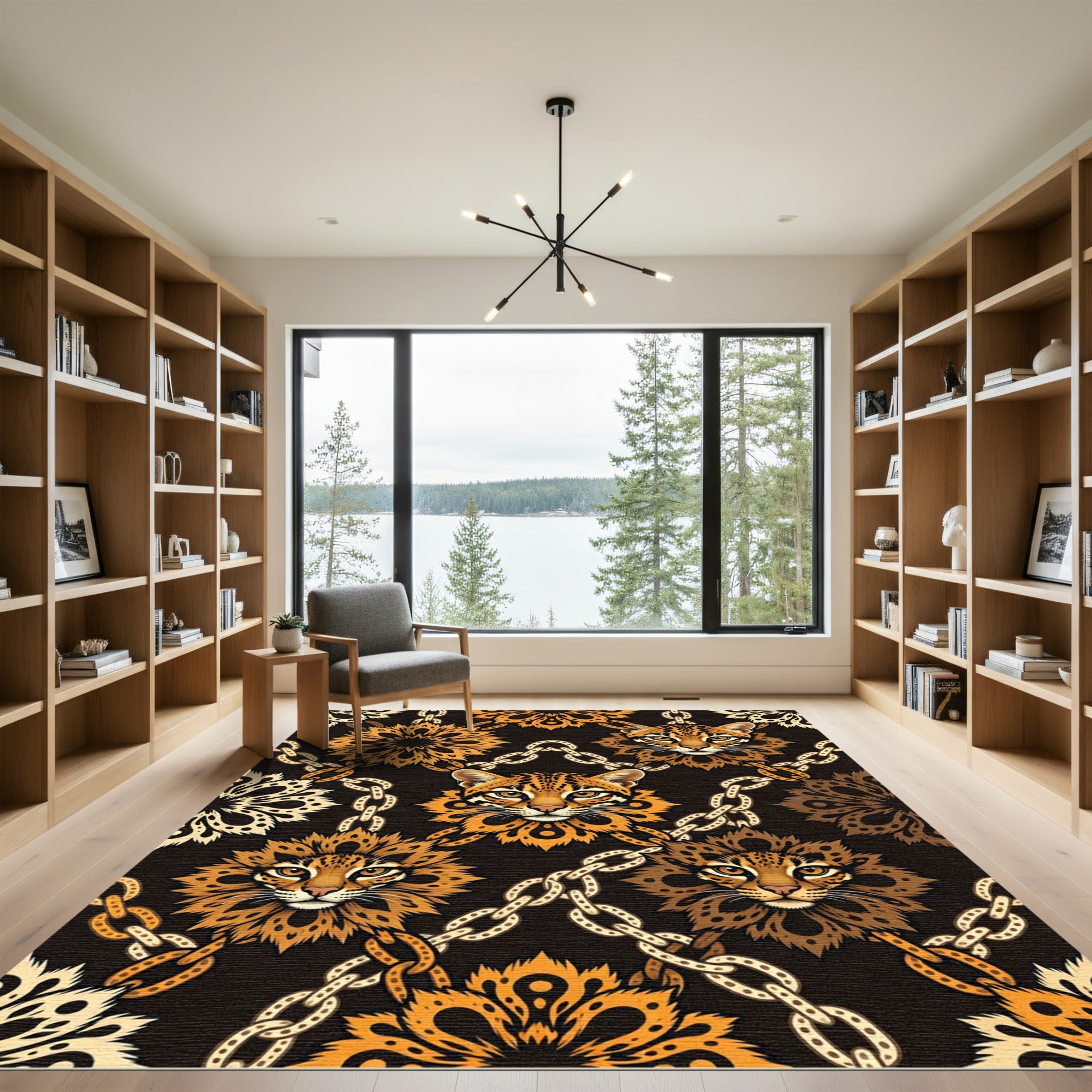 Orange Leopard Chain Medallion Rug