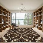 Rich Brown Damask Ornament Rug