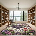Floral Damask Garden in Purple Hues Rug