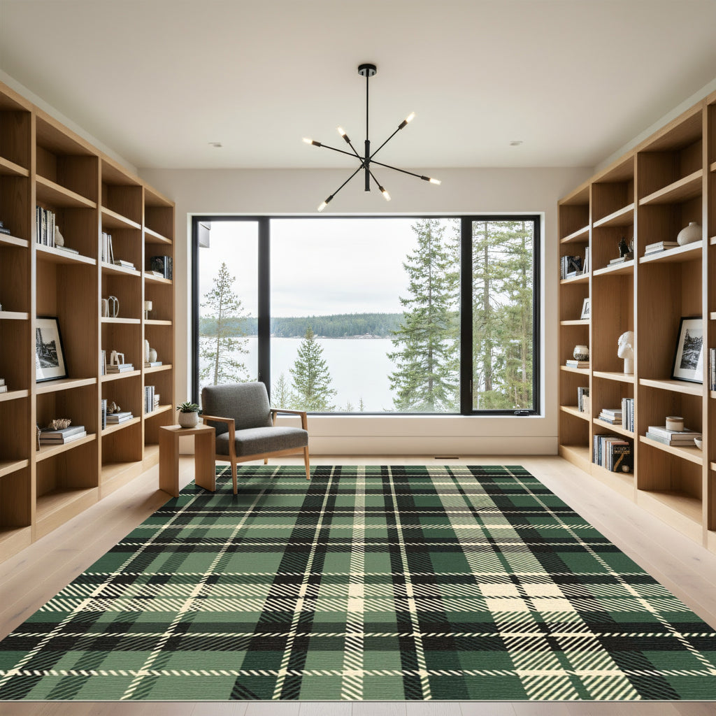 Forest Green Classic Tartan Plaid Rug