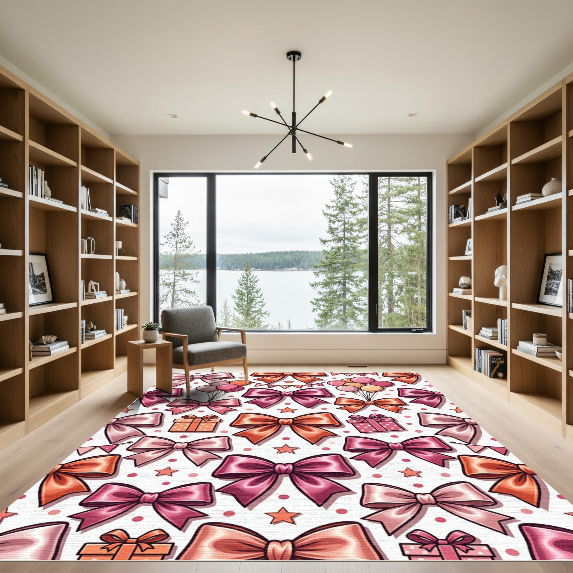 Charming Pink Bows and Polka Dots Rug
