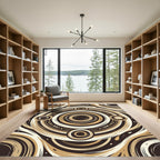 Brown Earthy Concentric Circles Rug