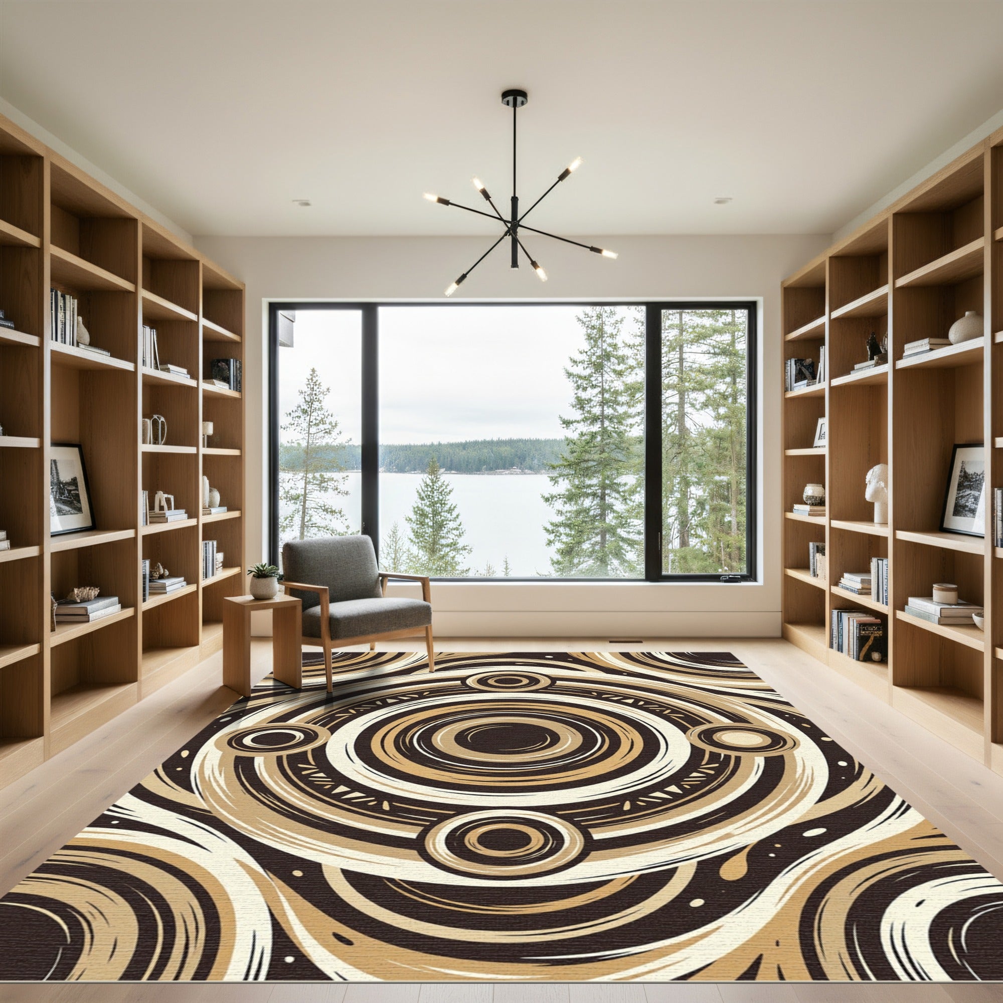 Brown Earthy Concentric Circles Rug