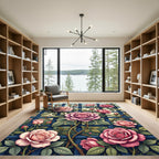 Romantic Pink Rose Trellis Garden Rug