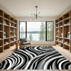 Monochromatic Grayscale Zebra Stripes Rug