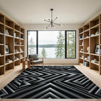 Chrome Black Geometric Maze Rug