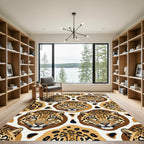 Majestic Leopard Portrait Golden Spotted Texture Rug