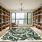 Lush Emerald Forest Vine Swirl Rug