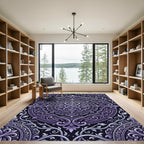 Ornate Lavender Baroque Circular Floral Rug