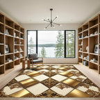 Ornate Gold Diamond Scrollwork Rug
