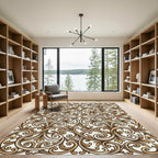 Elegant Gold Filigree Scroll Area Rug