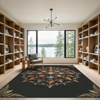 Ornate Bronze Metallic Iron Flower Medallion Rug
