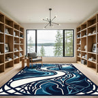 Serene Midnight Blue Flowing Archway Rug