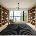 Deep Charcoal Vertical Plank Overlay Rug