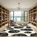 Charcoal Sleeping Tabby Cat Illustration Rug