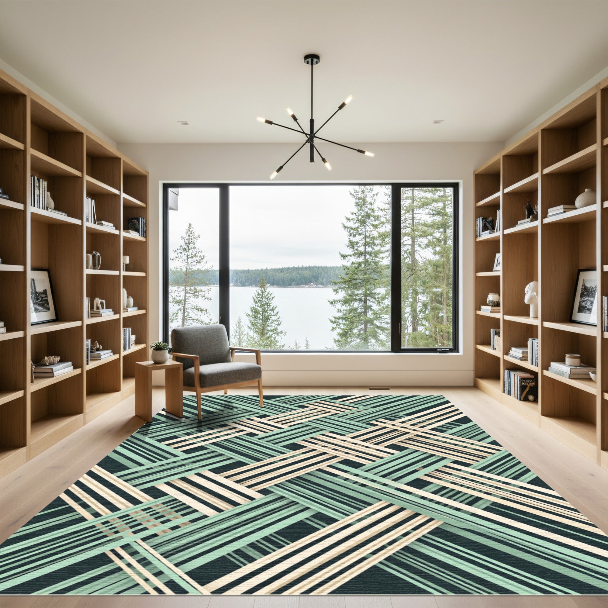 Sage Green Cream Interwoven Lattice Rug