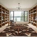 Art Deco Bronze Fan Radiance Geometric Rug