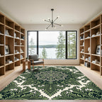 Deep Green Acanthus Leaf Medallion Rug