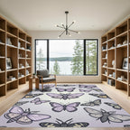 Ethereal Lavender Butterfly Moth Meadow Rug