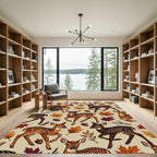 Whimsical Woodland Fawn and Autumn Leaf Rug