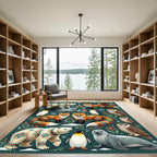 Whimsical Winter Forest Animal Ensemble Rug
