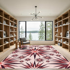 Crimson Radiating Starbursts Rug