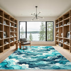 Ethereal Teal Watercolor Cloud Swirls Rug