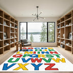 Colorful Alphabet Learning Block Letters Rug