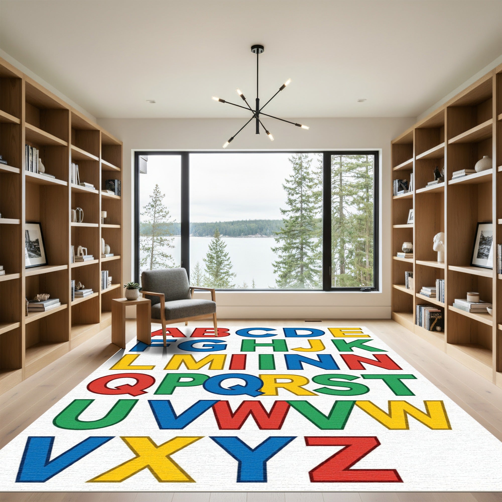 Colorful Alphabet Learning Block Letters Rug