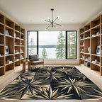 Geometric Gold And Black Sunburst Rug