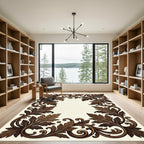 Elegant Bronze Acanthus Scroll Border Rug