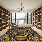 Golden Chrysanthemum Pagoda Bird Art Rug