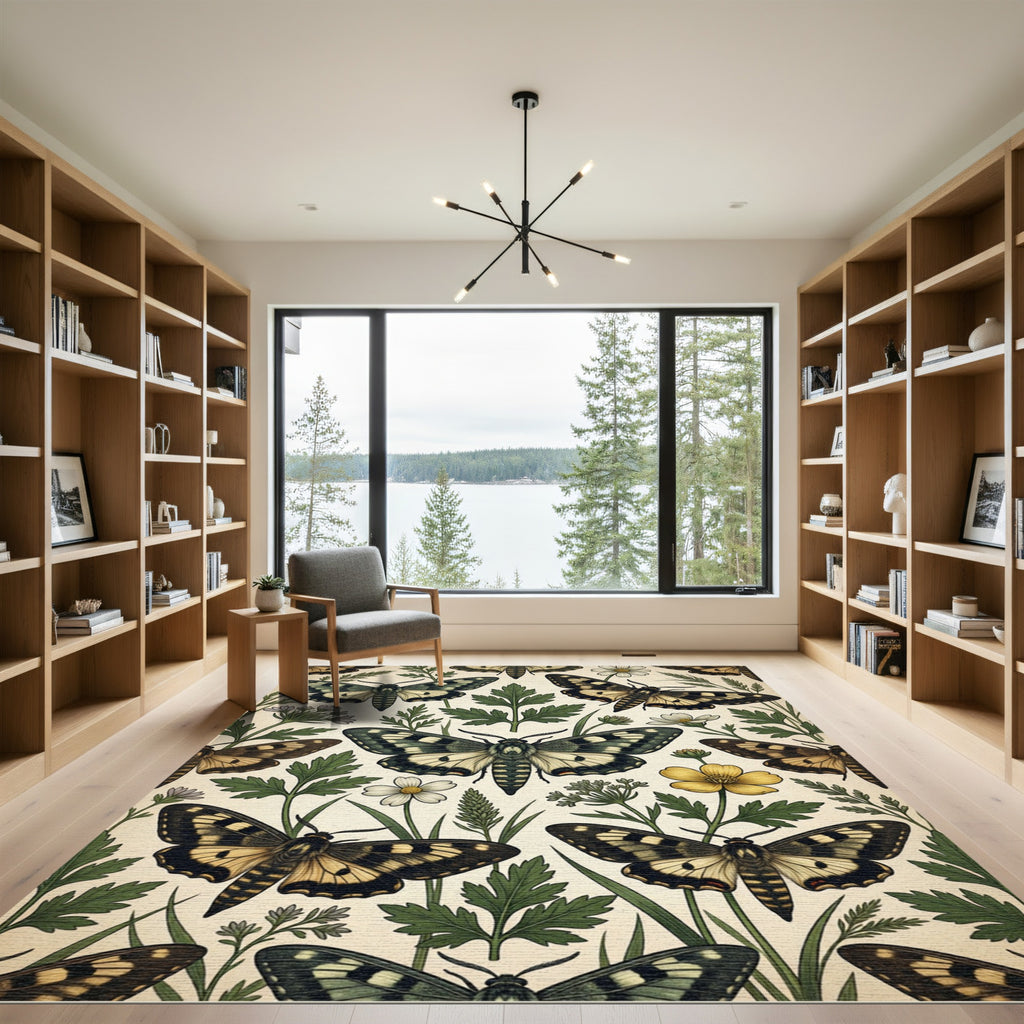 Botanical Moths and Wildflower Meadow Rug