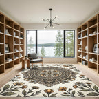 Vintage Floral Medallion Antique Gold Rug