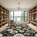 Botanical Golden Poppy and Daisy Meadow Rug