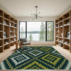 Deep Green Gold Chain Diamond Rug