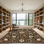 Elaborate Gilded Floral Swirl Art Rug